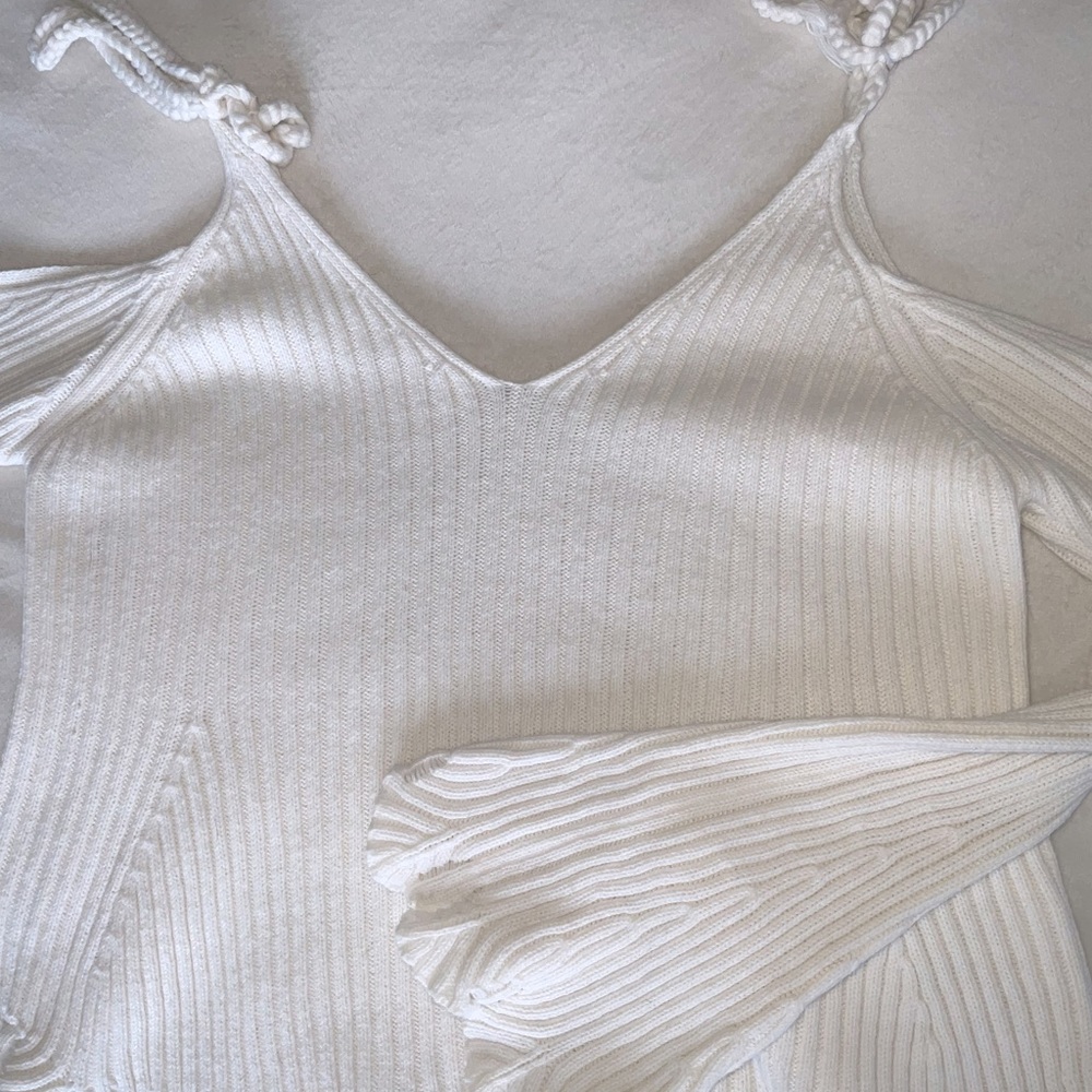 L.A HEARTS knitted cropped flared open shoulder long sleeved